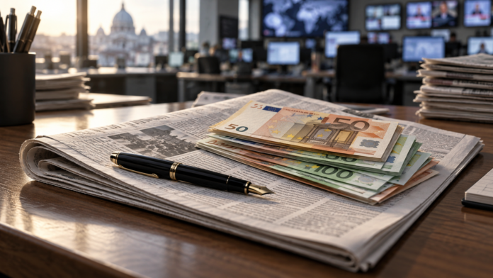 Giornale, penna e banconote